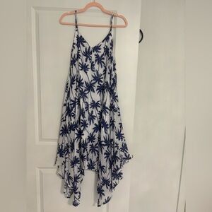 NWOT India Boutique Blue and White Palm Tree Dress one size